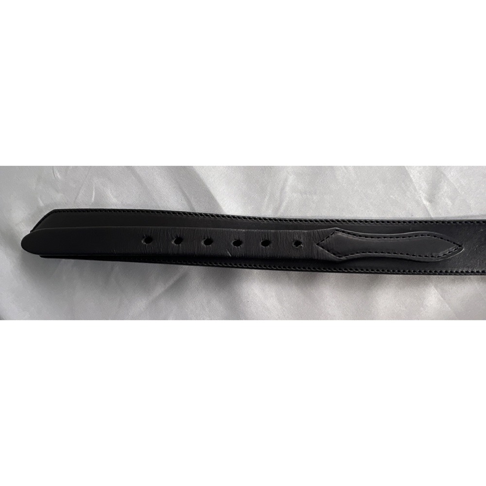 Bullhide Thick Sturdy Mens Black Leather Belt Size 48 Silver Buckle Made in USA - Picture 4 of 9